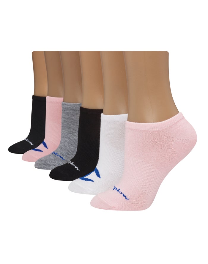 Champion Womens Socks NZ - Super No-Show Multi Logo 6-Pairs Pink/White/Black ( 3215-GCZHX )